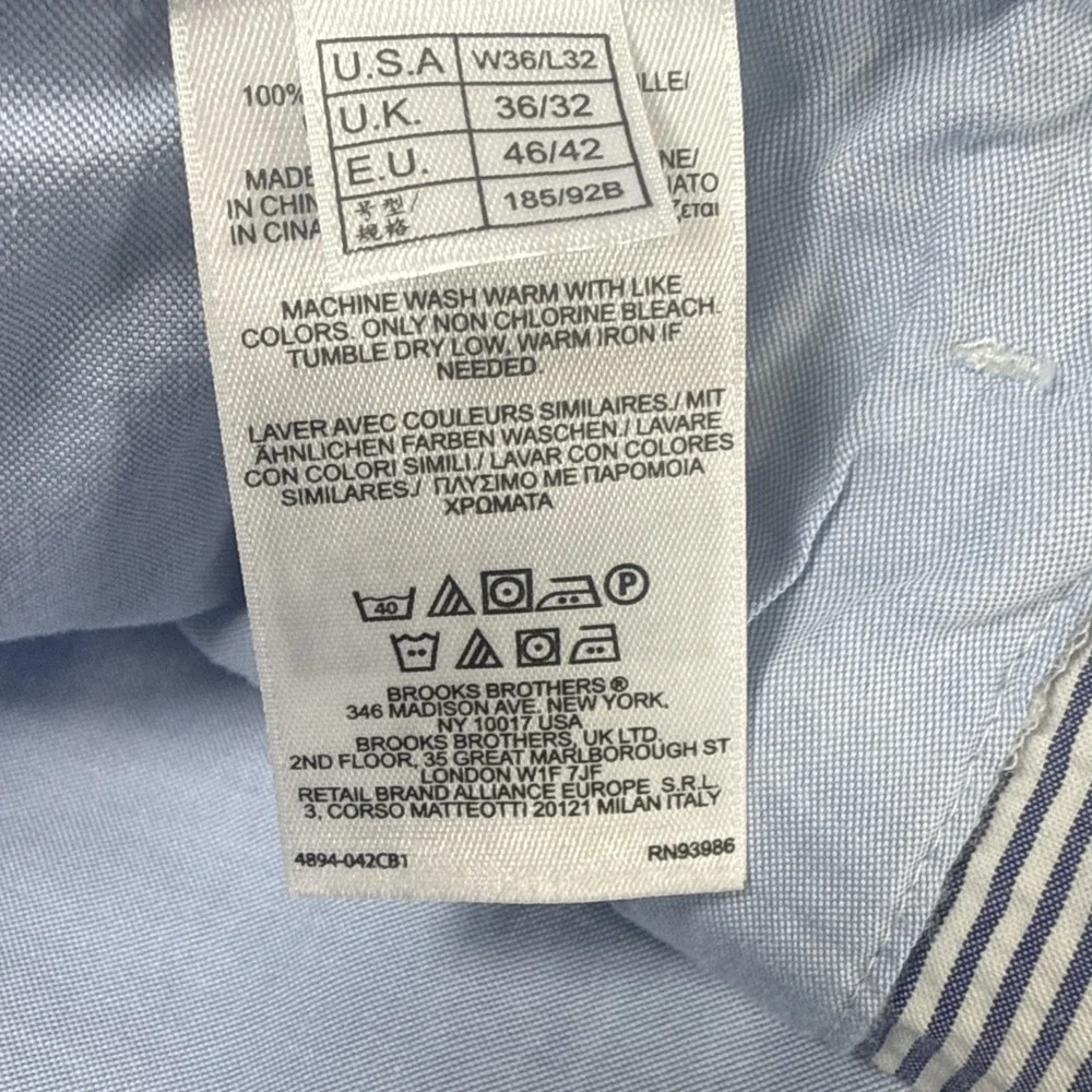 Brooks Brothers Pants Mens 36X32 Genuine Seersucker Blue White Cuffed